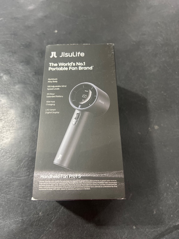 Photo 1 of JISULIFE Portable Fan Pro1S 2025, 40Hrs Max Cooling Personal Handheld Fan with LED Display,Metal Shell,9700RPM Powerful,5000mAh battery,Travel Essentials Gifts for Women, Men-Dark Gray