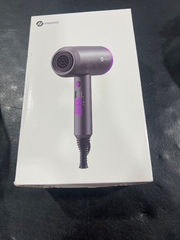 Photo 1 of slopehill Professional Ionic Hair Dryer, Powerful 1800W Fast Drying Low Noise Blow Dryer with 2 Concentrator Nozzle 1 Diffuser Attachments for Home Salon Travel (Black)