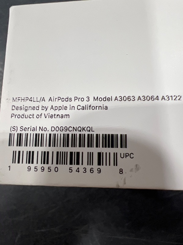 Photo 1 of Apple AirPods Pro 3 Wireless Earbuds, Active Noise Cancellation, Live Translation, Heart Rate Sensing, Hearing Aid Feature, Bluetooth Headphones, Spatial Audio, High-Fidelity Sound, USB-C Charging