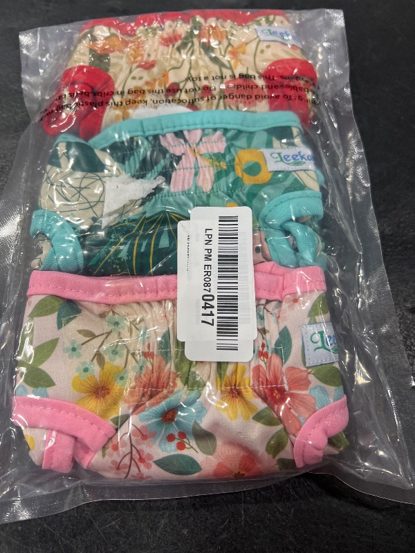 Photo 1 of Leekalos Reusable Washable Dog Diapers Female (3 Pack) - Highly Absorbent Doggie Diapers - Size Adjustable Puppy Diapers for Dog Period Panties (Small, Flora)