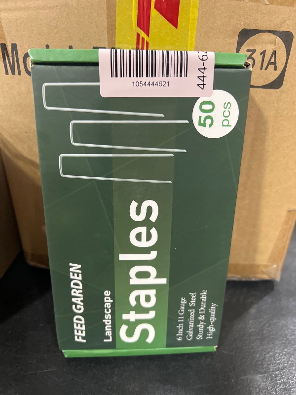 Photo 1 of FEED GARDEN 6 Inch 50 Pack Hot-dip Galvanized Landscape Staples Plant Cover Stakes 11 Gauge Tent Stakes Garden Stakes Landscaping Fabric SOD Pins Yard Stakes for Decoration Weed Barrier Fabric