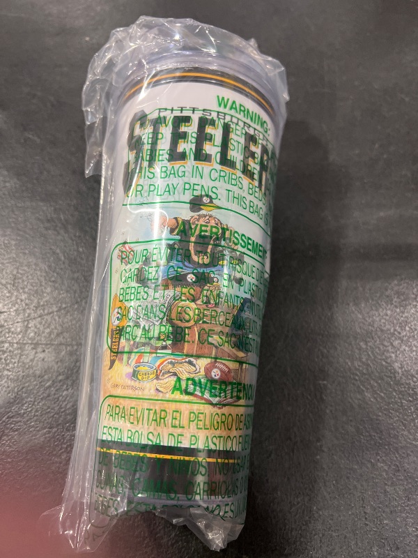 Photo 1 of Rico Industries NFL Pittsburgh Steelers The Fan 24oz Acrylic Tumbler with Hinged Lid,White