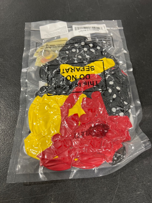 Photo 1 of 75 Pieces Mouse Color Balloons Confetti Polka Dot Balloons Latex Party Garland for Halloween Baby Shower Wedding Mouse Birthday Party Decorations Supplies(Red-Black-Yellow)