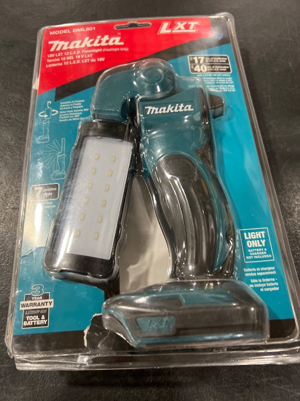 Photo 1 of Makita DML801 18V LXT Lithium-Ion Cordless 12 L.E.D. Flashlight, Flashlight Only, Black
