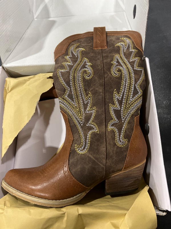 Photo 1 of HISEA Rollda Cowboy Boots for Women, Cowgirl Boots, Comfortable Western Boots with Pointed Toe Stitched Embroidery for Country Concert Dancing Wedding Traveling Daily Outfits    7.5