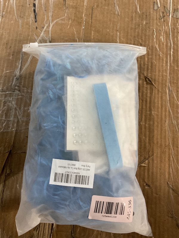 Photo 1 of (used) AMZCOS Long Blue Curly Wavy Synthetic Wigs with Blue Choker and Rhinestones Stickers for Girls Kids Teens Cosplay Halloween Party