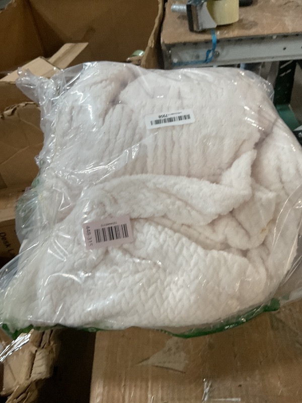 Photo 1 of ***(HEAVILY USED/ MINOR DAMAGE)***NEWCOSPLAY Super Soft Throw Blanket Ivory Premium Silky Flannel Fleece Leaves Pattern Lightweight Bed Blanket All Season Use (Ivory, Throw(50"x60"))