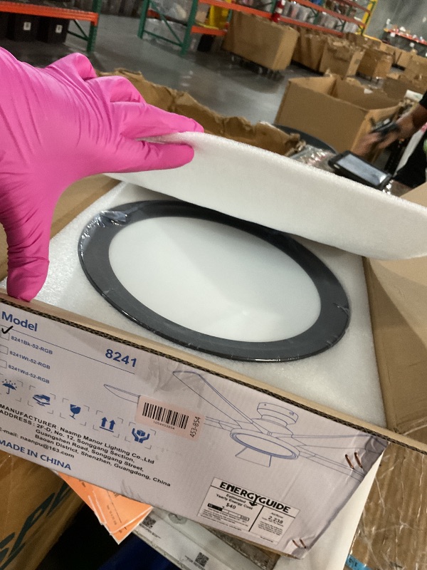 Photo 1 of ***LIKE NEW/OPEN BOX***Wiviniya Ceiling Fans with Lights and Remote/APP Control, 52" Low Profile Flush Mount Ceiling Fan with Dimmable RGB Ring Light, 5 Reversible Curved Blades 3 CCT 6 Speeds for Bedroom Party, Black