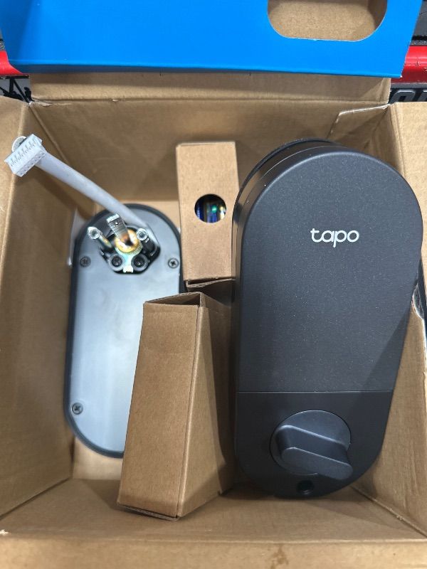 Photo 1 of ***(USED/ MISSING PARTS)***Tapo Smart Wi-Fi Deadbolt Door Lock – Keyless Tactile Buttons, Customized Access with in-App Monitoring, Auto-Lock, IP54 Weatherproof, BHMA Grade 3, Compatible with Standard Door Sizes, Tapo DL100