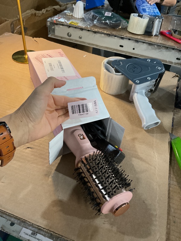 Photo 1 of ***(HEAVILY USED/MINOR DAMAGE/ MISSING PARTS)***PLAVOGUE Mini Dual Voltage Hair Dryer Brush, 1000 Watts Travel Hot Air Brush with European Plug?Ionic One Step Blow Dryer and Styling Brush with Ceramic Coating for Women for Home & Salon (Pink)