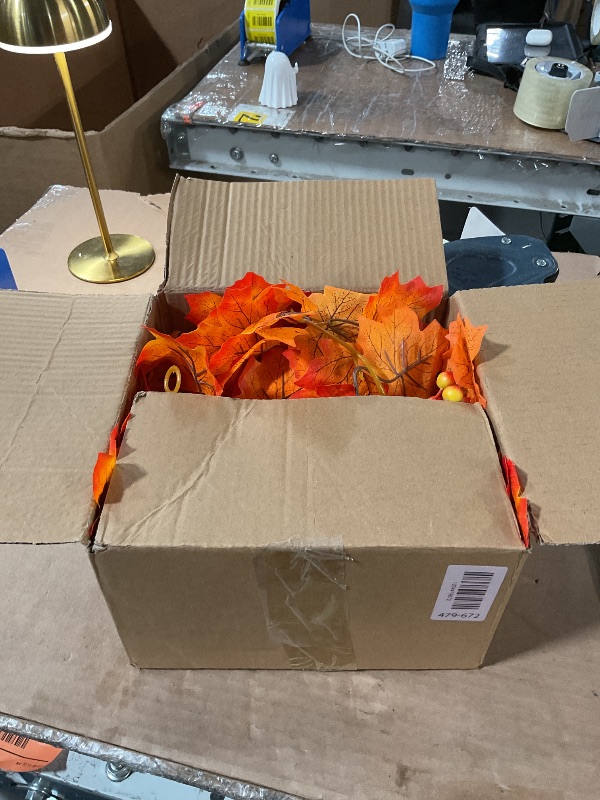 Photo 1 of (only 2 of 8) Fovths 8 Pieces Fall Maple Leaves Garland 5.8ft/pc Artificial Foliage Garland Autumn Hanging Vine Fall