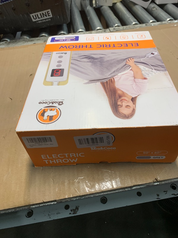 Photo 1 of ***FACTORY SEALED*** Mia&Coco Heated Throw Blanket - 50"x60" Flannel Electric Blanket, 6 Heat Levels, 10-Hour Auto-Off, Fast Heating, Overheat Protection, Machine Washable, Soft Heated Blanket for Home and Office (Gray)