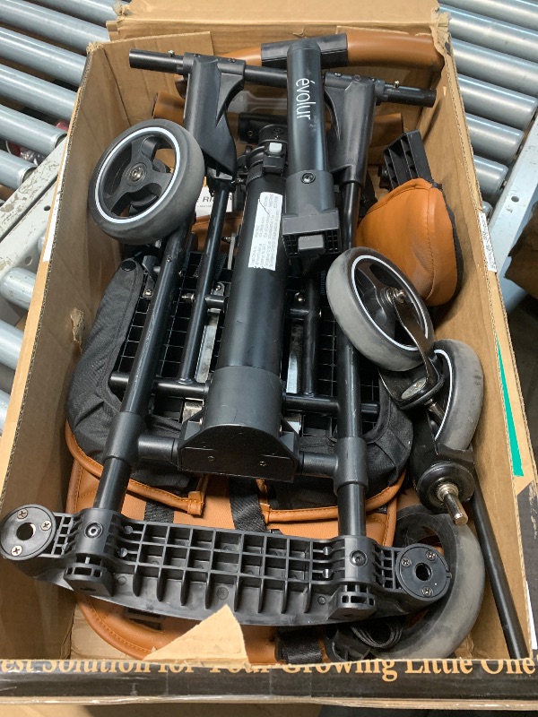 Photo 1 of (used item) Evolur Cruise Rider Stroller with Canopy, Lightweight Umbrella Stroller with Compact Fold, Easy to Carry Travel Stroller - Cognac