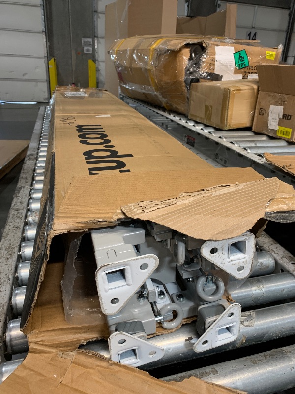 Photo 1 of ***FRAME ONLY***E-Z UP ES100S Instant Commercial Pop Up Canopy Tent, 10' x 10' with 3 Sidewalls, 1 Mid-Zip Sidewall and Wide-Trax Roller Bag, White