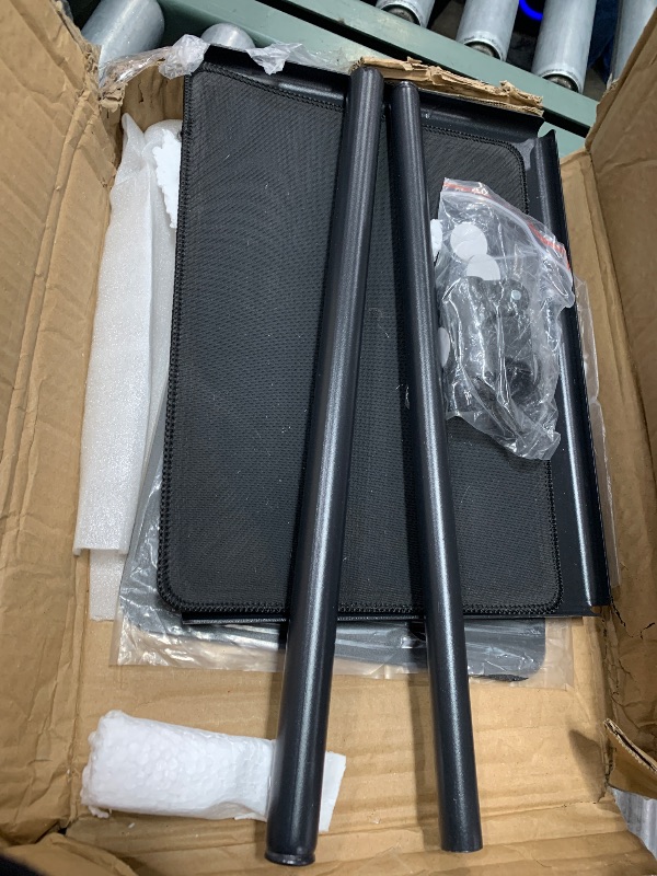 Photo 1 of ***(MISSING HARDWARE)***OIKASSU Height Adjustable C Shaped End Table,Metal Sofa Side Table,Small TV Tray Table for Small Spaces with Matte Black Tray,Bed Table Drink Coffee Tables for Bedroom,Black