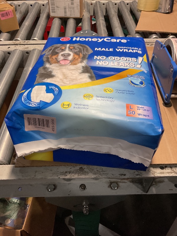 Photo 1 of ***FACTORY SEALED***HONEY CARE All-Absorb A24 Male Dog Wrap, 50 Count, Large