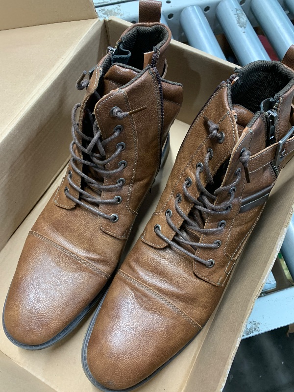 Photo 1 of (please see all images) Vostey Men's Boots Casual Dress Boots for Men Brown Boots Mens Motorcycle Combat Ankle Boot (BMY678A dark brown 14)