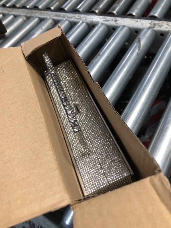 Photo 1 of ***DAMAGED - SEE NOTES/PICTURES*** Renabro Women Retro Radio Shape Crossbody Bag Rhinestone Metal Vintage Evening Clutch Purses(Portable Silver)