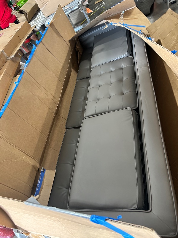 Photo 1 of *** TRUCK PICKUP ONLY *** Modway Loft Tufted Button Faux Leather Upholstered Sofa in Silver Gray