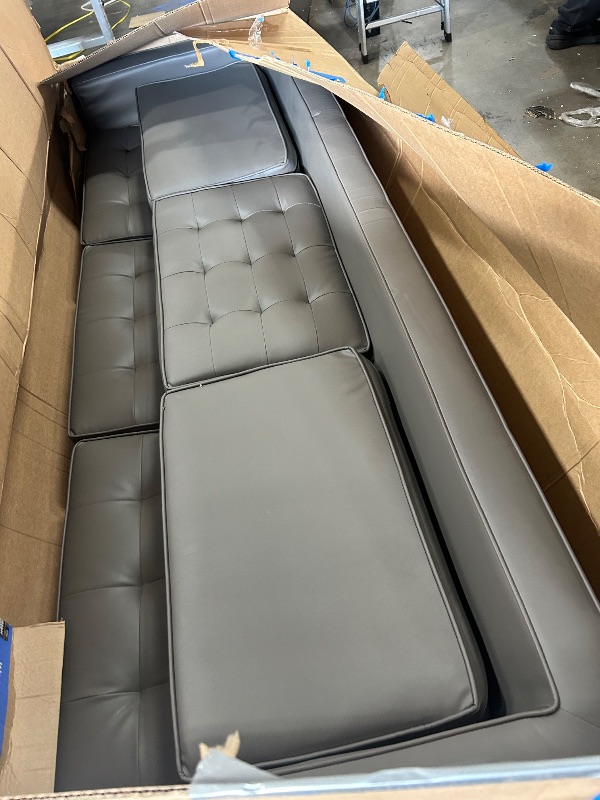 Photo 1 of *** TRUCK PICKUP ONLY *** Modway Loft Tufted Button Faux Leather Upholstered Sofa in Silver Gray