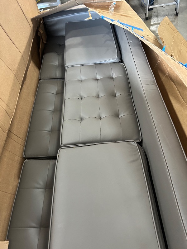 Photo 1 of *** TRUCK PICKUP ONLY *** Modway Loft Tufted Button Faux Leather Upholstered Sofa in Silver Gray