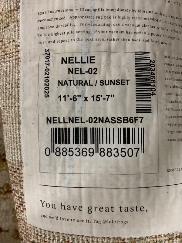 Photo 1 of (used)(please see all images) Loloi Nellie Collection NEL-02 Natural/Sunset 11'-6" x 15'-7" Area Rug