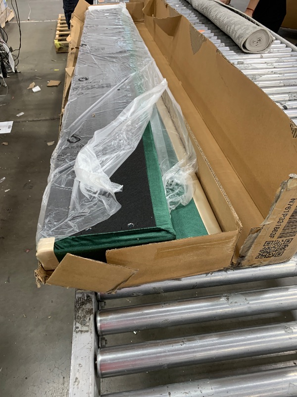 Photo 1 of ***PARTS ONLY BOX 2 OF 2 ONLY***Merax King Bed Frame with 2 Built-in Led Lights and 2 Floating Storage Shelves, Luxury Velvet Upholstered Platform Bed Frame King Size with Wingback Headboard for Bedroom, No Box Spring Needed, Green