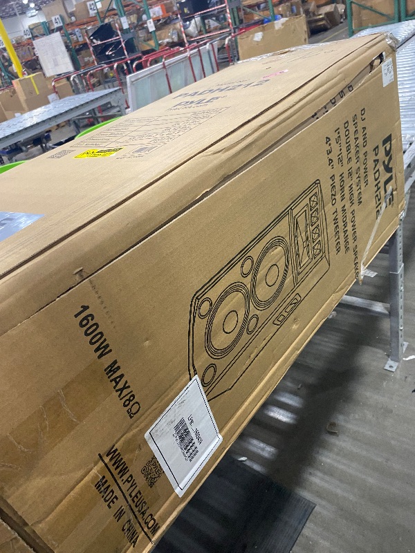 Photo 1 of *(missing amplifier) *Pyle Portable Cabinet PA Speaker System - 1600 Watt Outdoor Stereo Sound Speakers w/ Dual 12" Woofers, 3.4" Piezo Tweeters, 5"x12" Super Horn Midrange, Crossover Network