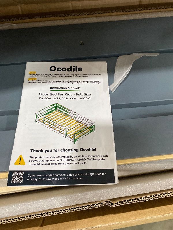 View 3 of ***PARTS ONLY***Ocodile Full Size Montessori Floor Bed for Kids - Strong Slatted Bed Frame with Full Rails - Ideal for Little Girls and Boys - Gray