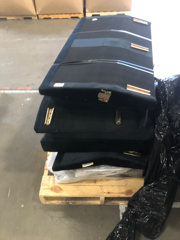 Photo 1 of **FOR PARTS ONLY**
HONBAY Sectional Sleeper Sofa with Pull Out Bed, Velvet L Shaped Couch with Storage Seat, Modular Sectional Couches for Living Room, Black