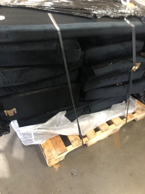 Photo 1 of **FOR PARTS ONLY**
HONBAY Sectional Sleeper Sofa with Pull Out Bed, Velvet L Shaped Couch with Storage Seat, Modular Sectional Couches for Living Room, Black