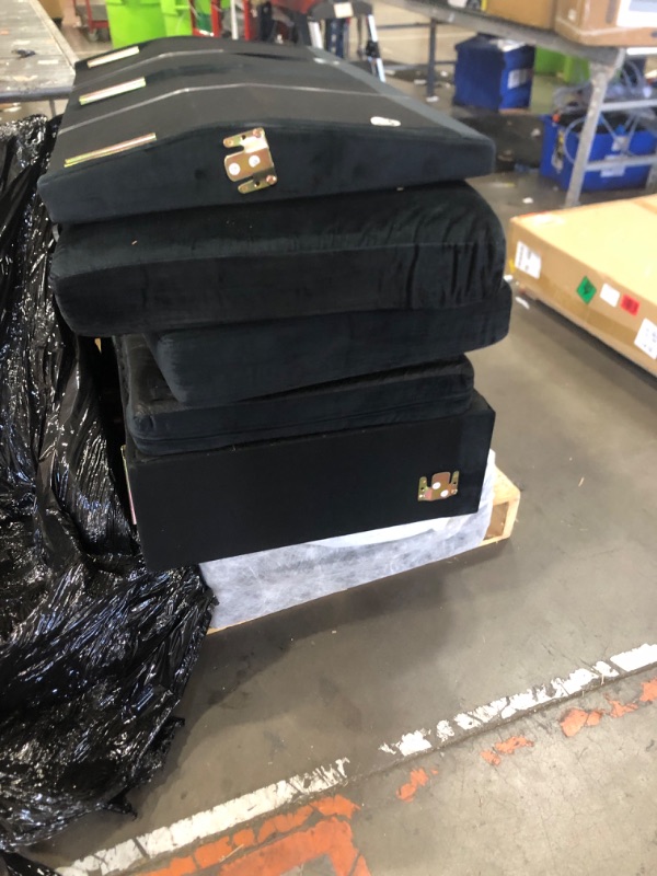 Photo 1 of **FOR PARTS ONLY**
HONBAY Sectional Sleeper Sofa with Pull Out Bed, Velvet L Shaped Couch with Storage Seat, Modular Sectional Couches for Living Room, Black