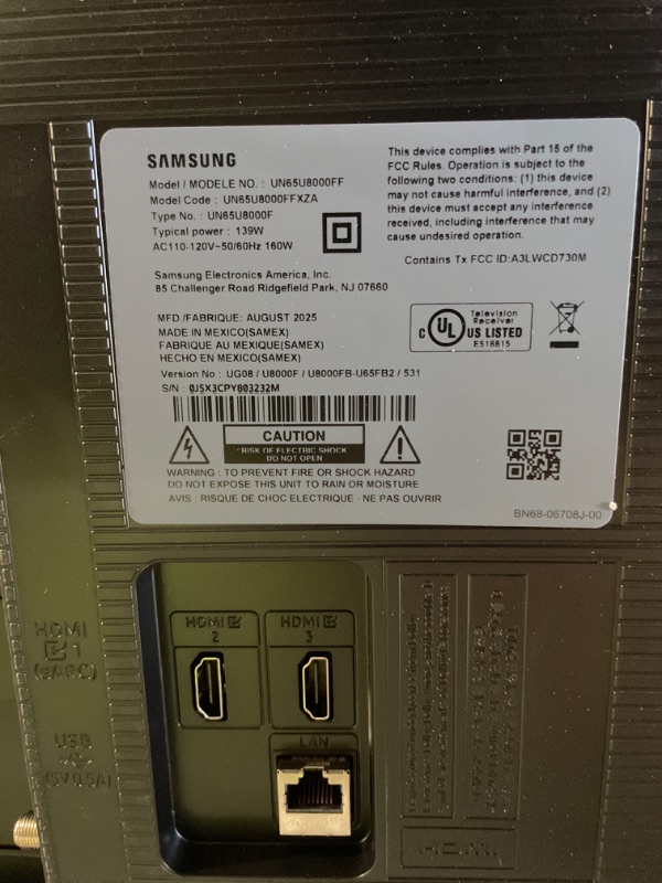Photo 1 of ***DAMAGED***Samsung 65-Inch Class Crystal UHD U8000F 4K Smart TV (2025 Model) Endless Free Content, Crystal Processor 4K, MetalStream Design, Knox Security, Alexa Built-in