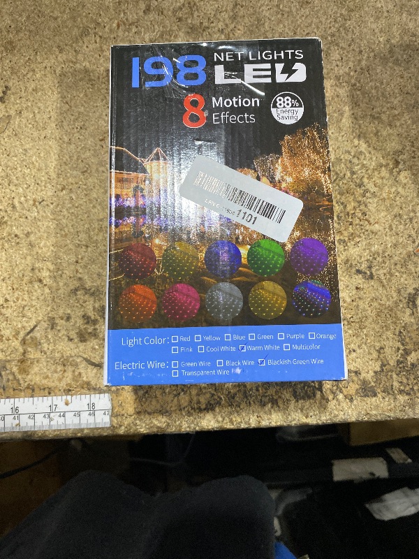 Photo 1 of 198 LED Warm White Net Lights Outdoor Mesh Lights 9.8ft x 6.6ft for Garden, Lawn, Shrubs, Party, Wedding, Christmas Decorations, 8 Modes & Memory Function, Connectable, Blackish Green Wire-Warm White