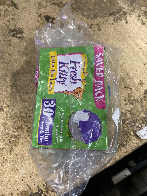 Photo 1 of 30 Count Fresh Kitty Litter Box Liners Super Thick, Durable, Easy Clean Up Jumbo Scented, Bags with Ties for Pet Cats
