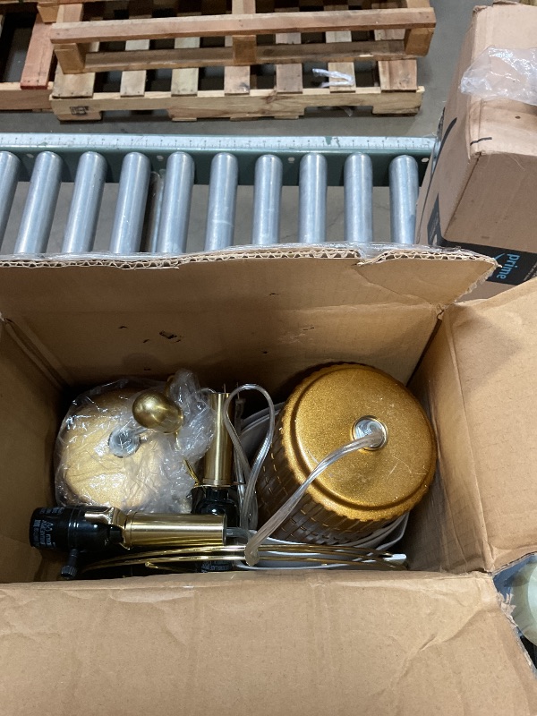 Photo 1 of **FOR PARTS HAS MAJOR DAMAGES*** PoKat 20.25'' Table Lamps Set of 2, Bedside Lamp for nightstand, Small Farmhouse Lamps for Bedroom, Black Bedroom Lamps for Living Room, Nursery, Warm Gold, Suitable for Small Place