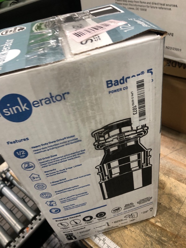 Photo 1 of ***(PARTS ONLY/ MAJOR DAMAGE/ NON FUNCTIONAL)***InSinkErator Badger 5 Garbage Disposal with Power Cord, Standard Series 1/2 HP Continuous Feed Food Waste Disposer, Badger 5 W/C, No Size, Black/Gray