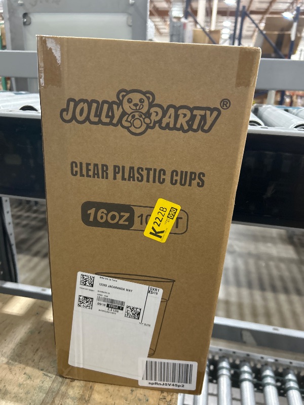 Photo 1 of 100 Pack 16 OZ Clear Plastic Cups, Cold Party Drinking Cups, Clear Disposable Cups Fruit/Ice Cream/Cupcake/Iced Cold Drinks