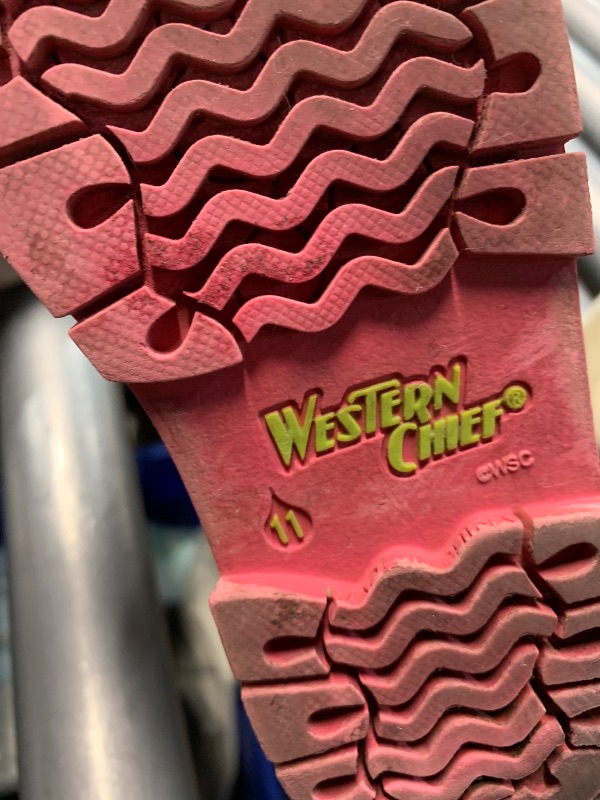 Photo 1 of (used)(size 11) Western Chief Girls' Waterproof Printed Rain Boot with Easy Pull on Handles,rainbow boots 