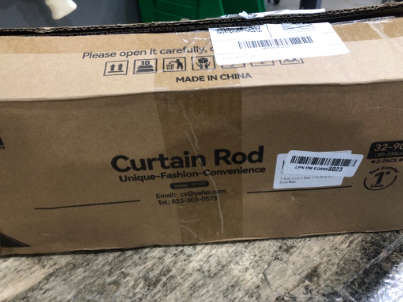 Photo 1 of 2 Pack Heavy Duty Curtain Rods 32-90 Inch, 1 Inch Black Adjustable Curtain Rods for Windows, Long Window Treatment Rod Set with Aluminium Finials, Modern Design