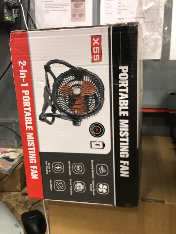 Photo 1 of ?35000mAh?Rechargeable Outdoor Floor Fans, 12" Misting Cooling Fan,Hurricane Preparedness Supplies Items |22ft Water Pipe |12V Fast Charging |3-Level Light |Timing, for Garden,Greenhouse,Warehouse,Gym
