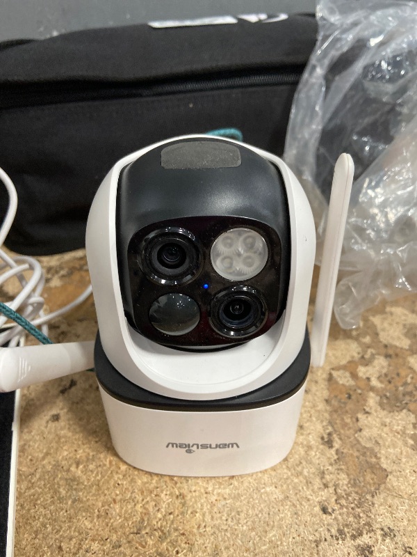 Photo 1 of ***SEE NOTES*** wansview Security Cameras Wireless Outdoor-2K Dual Lens Home Security Cameras, 360° View, Solar Panel Battery Powered, Color Night Vision, PIR Sensor, IP65 Waterproof, Work with Alexa, B7 2P White