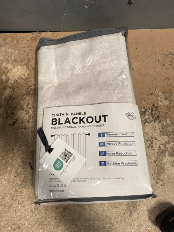 Photo 1 of 100% Blackout Shield Linen Blackout Curtains for Bedroom 96 Inches Long, Back Tab/Rod Pocket Living Room Drapes, Thermal Insulated Blackout Curtains 2 Panels Set, 50" W x 96" L,Cream