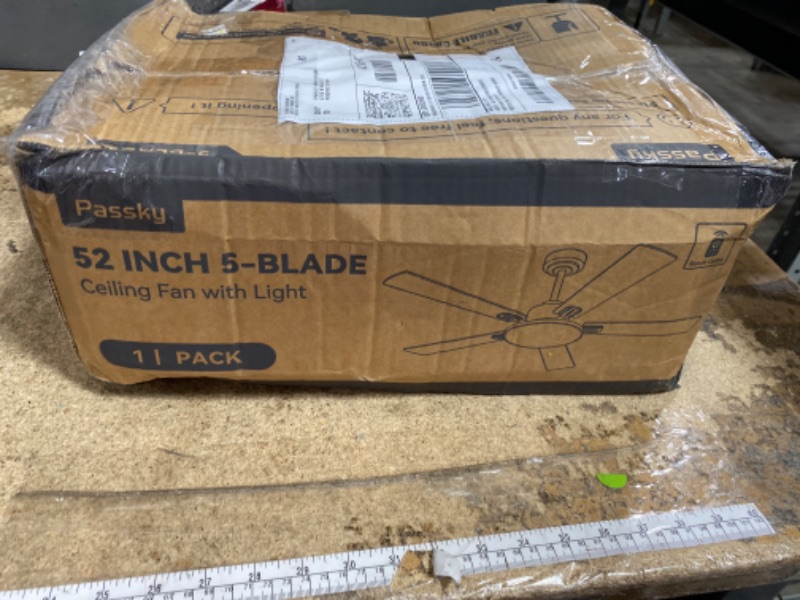 Photo 1 of **SEE NOTES*****   Ceversa 42 Inch Wood Ceiling Fans with Lights and Remote,Outdoor Ceiling Fan for Patios with Dimmable Led Light,Walnut 3 Blades,Memory Modern Fan for Living Room,Office,Indoor