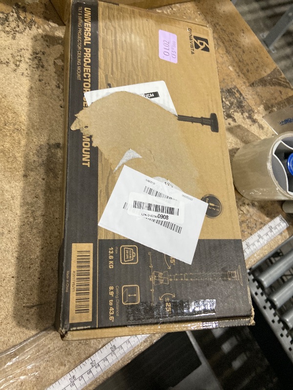Photo 1 of **MISSING ASSEMBLY HARDWARE** DYNAVISTA Full Motion Universal Ceiling Projector Mount Bracket with Adjustable Height and Extendable Arms Rotating Swivel Mount for Home and Office Projector (Black)