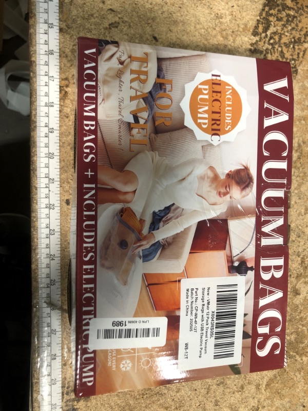 Photo 1 of **MISSING PUMP** VMstr 12 Pack Travel Vacuum Storage Bags with USB Electric Pump, Compression Bags for Travel, Space Saver for Clothes and Clothing