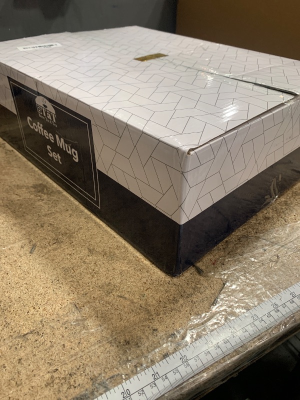 Photo 1 of (missing one)(see images) Brew To A Tea - White Porcelain Coffee Mugs with Gold Rim, Set of 12, 12oz, Modern Wedding Mugs