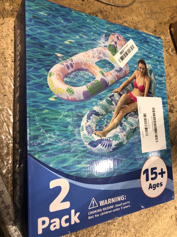 Photo 1 of 2 Pack Pool Floats Adult Heavy Duty-Adult Pool Float Lounger with Cup Holders, Backrest & Footrest Pool Lounge Float Pool Floaties Rafts for Beach Lake Party(Pink, Blue)1054528642
LPNO408001071