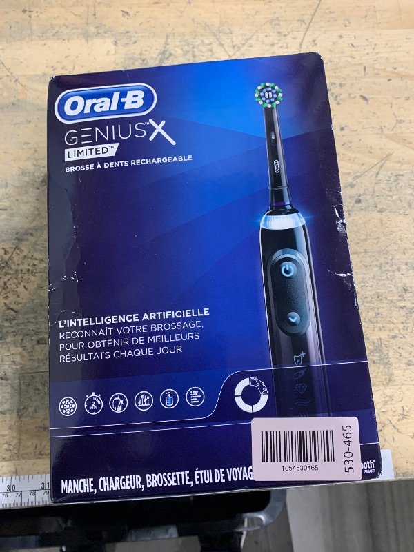 Photo 1 of ***(PARTS ONLY/USED/ NON FUNCTIONAL)***Oral-B Genius X Limited Rechargeable Electric Toothbrush with 1 Replacement Brush Head, Travel Case, Midnight Black