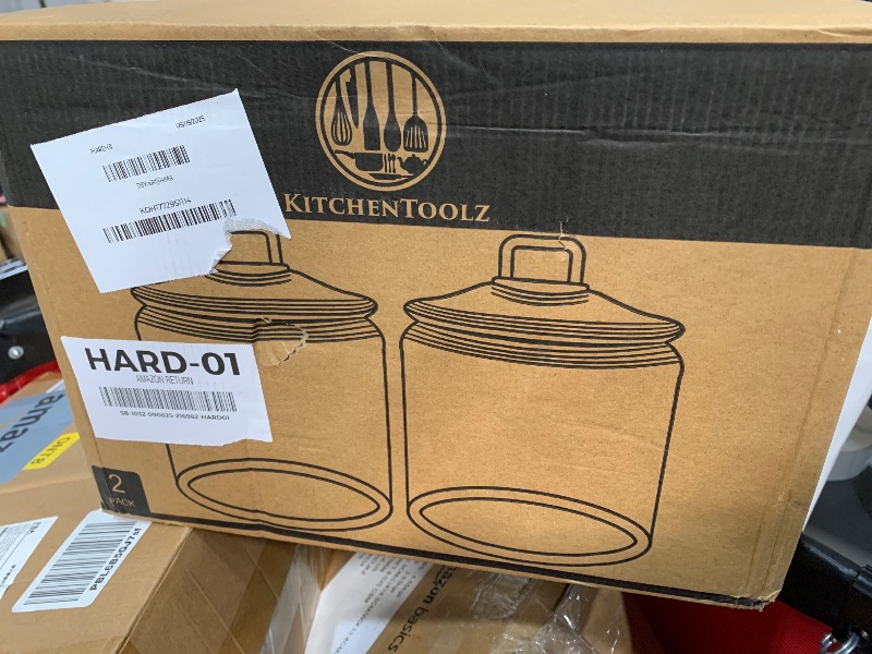 Photo 1 of 1 Gallon Glass Cookie Jar - Large Food Storage Container with Airtight Lid - Keep Fresh Flour, Chewy Pet Treats, Candy, Dried Foods, Detergent Pods for Your Kitchen or Laundry Room- Pack of 2